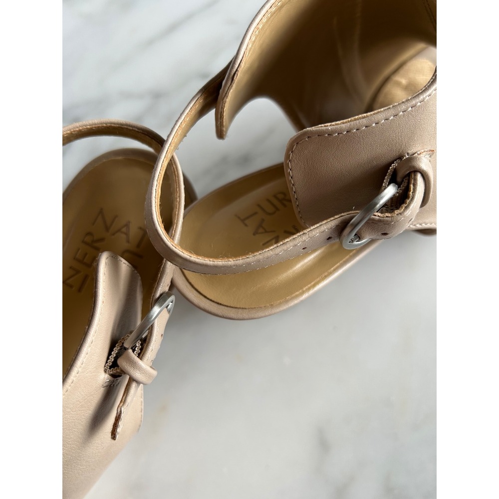 Naturalizer Womens Beige Slingback Buckle Peep Toe Platform Block Heels 7.5M - Picture 8 of 14
